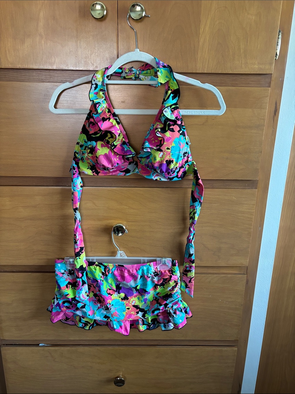 Kenneth Cole Reaction Floral Halter Bikini Set - Pink, Turquoise, Lime, Black